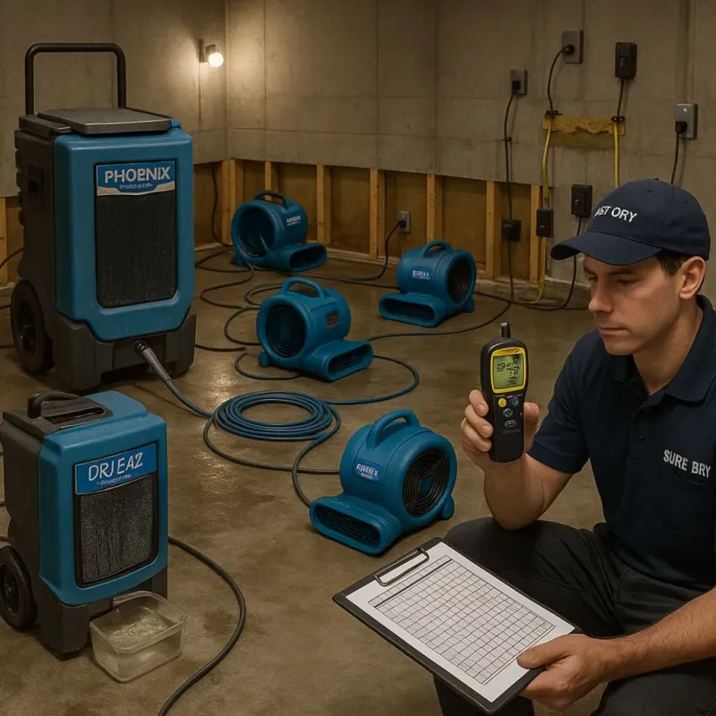 Structural Drying and Dehumidification process in San Pedro, CA